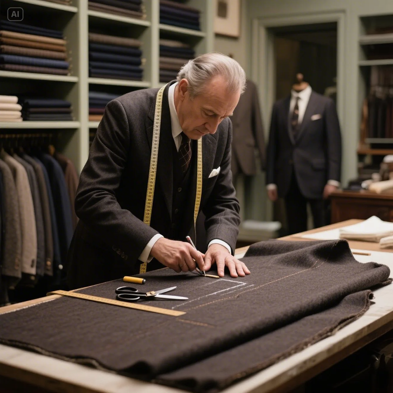 Master tailor measuring a suit